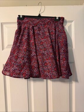 Floral A-Line Mini Skirt in Purple and Pink